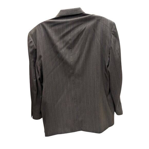 Stafford Suit Jacket Mens 48R Wool Blazer Gray Pinstripe Sport Coat Two Button - Picture 8 of 13
